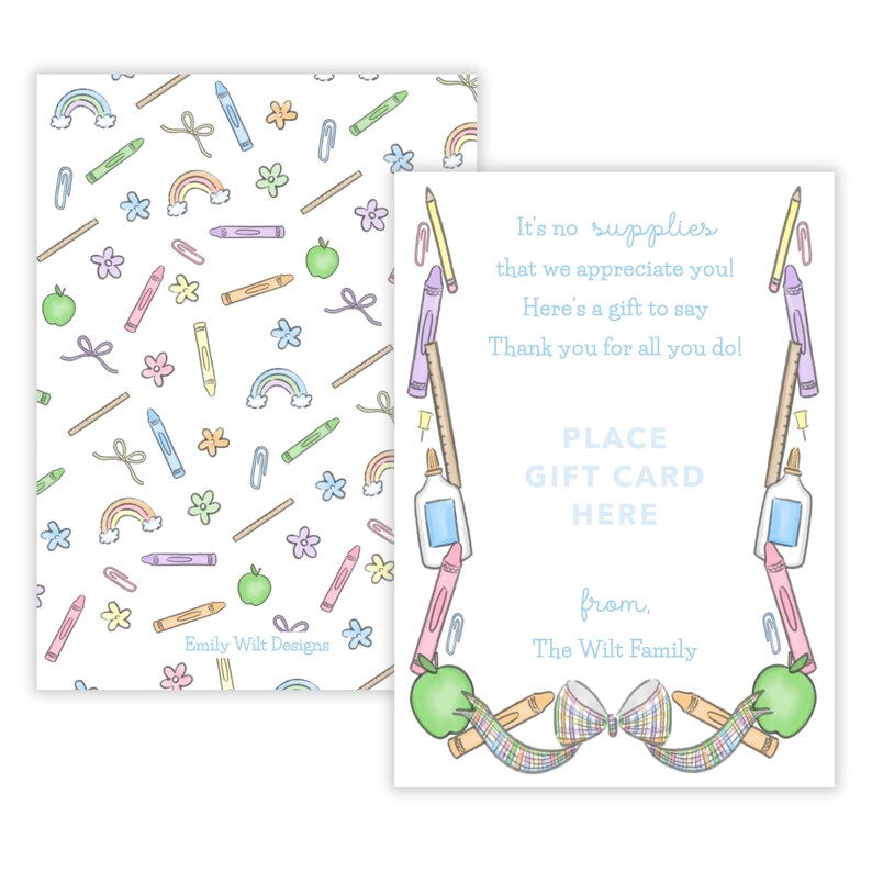 PRINTABLE Teacher Gift Card Holder Template | Back to School Corjl ...