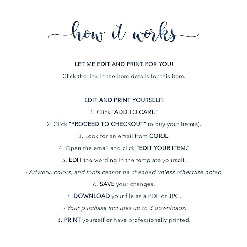 a printable how to works list for a wedding