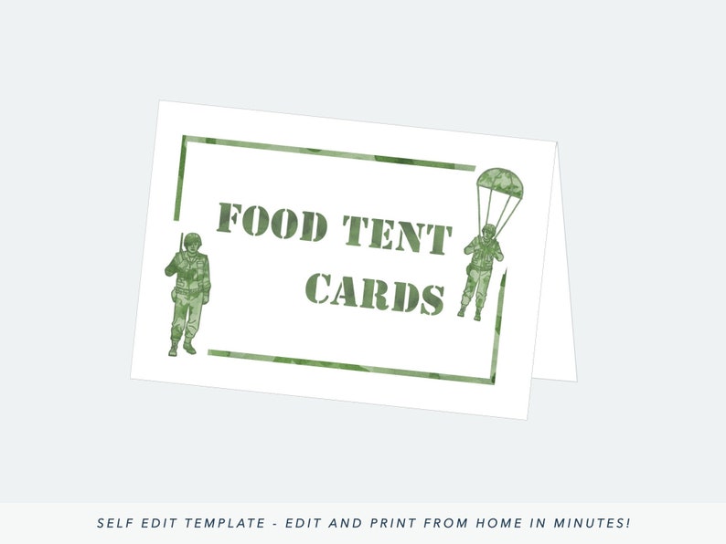 Printable Army Birthday Food Cards Army Birthday Party Army - Etsy