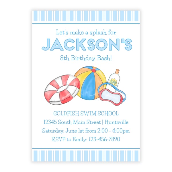 Printable Pool Party Invitation, Pool Birthday Invitation, Boy Pool Party Invitation, Pool Party Invitation Template, Pool Party Invite