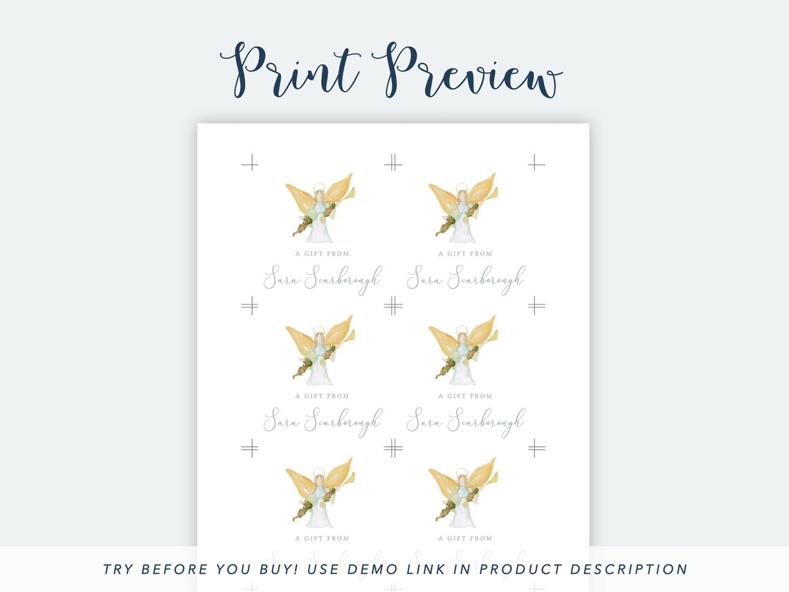 Printable Gift Tag Sympathy Gift Tags Watercolor Angel Gift | Etsy