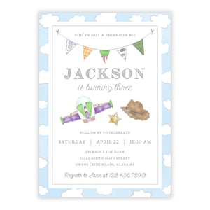 PRINTABLE Toy Friends Birthday Invitation | Cowboy Toy Party Theme | Editable Corjl Template | Toy Birthday Invite | Toy Friends Party | 124