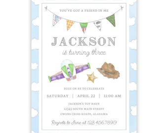 PRINTABLE Toy Friends Birthday Invitation | Cowboy Toy Party Theme | Editable Corjl Template | Toy Birthday Invite | Toy Friends Party | 124