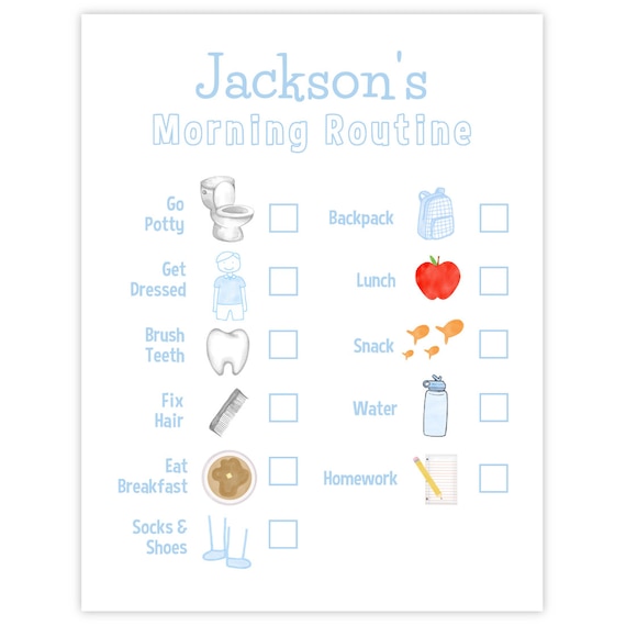 PRINTABLE Chore Chart with Name | Personalized Routine Chart for Boy | Custom Morning Routine Printable | Self-edit Corjl Template