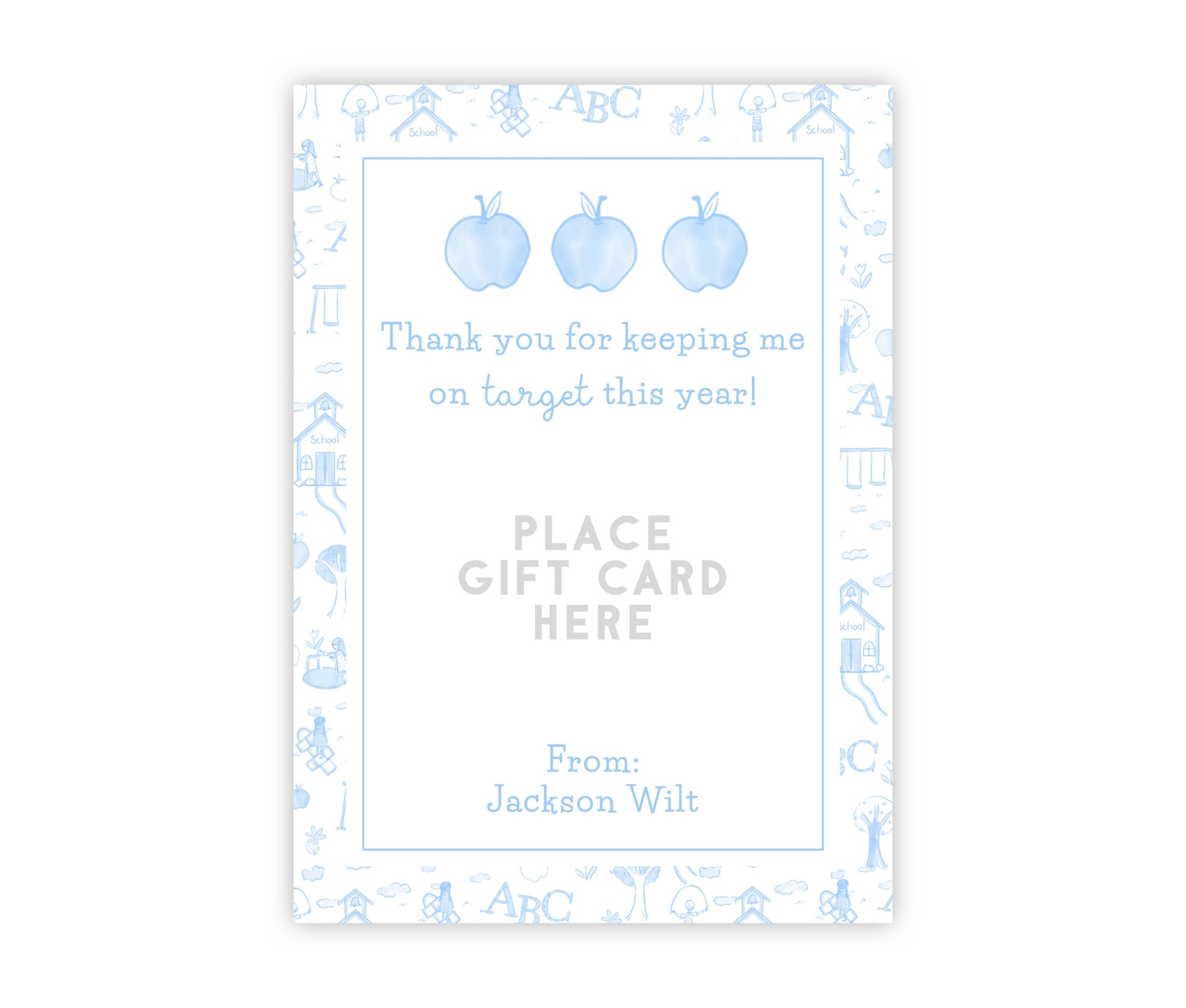 PRINTABLE Teacher Gift Card Holder Template | Back to School Corjl ...