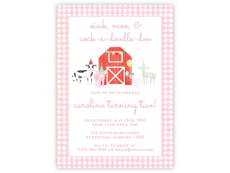 Printable Farm Birthday Invitation Farm Birthday Party Invitation Farm Birthday Invite Farm Birthday Invitation Farm Party