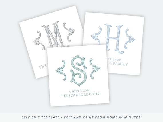 Printable Gift Tag Everyday Gift Tag Template Monogram Gift - Etsy