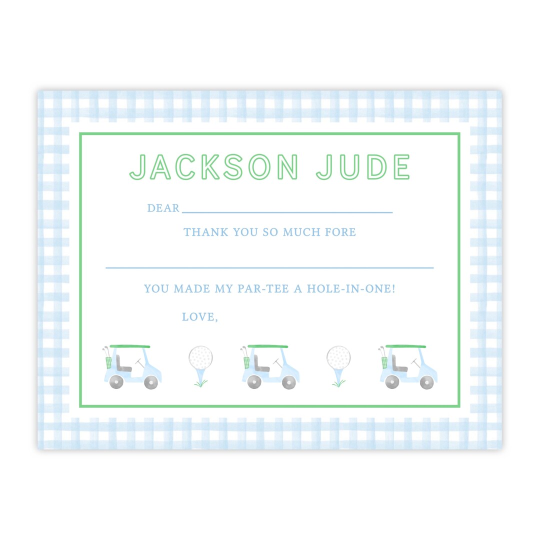 Printable Golf Thank You Notes, Golf Stationery, Golf Party Supplies