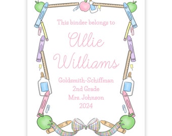 PRINTABLE Editable School Binder Cover | 8.5x11 Personalized Corjl Template | Self-Edit Printable Binder Cover for Students or Teachers
