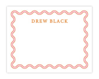 PRINTABLE Stationery for Women, Personalized Thank you Notes for Girls, Custom Scallop Border Note Cards for Teens, Self-edit Corjl Template