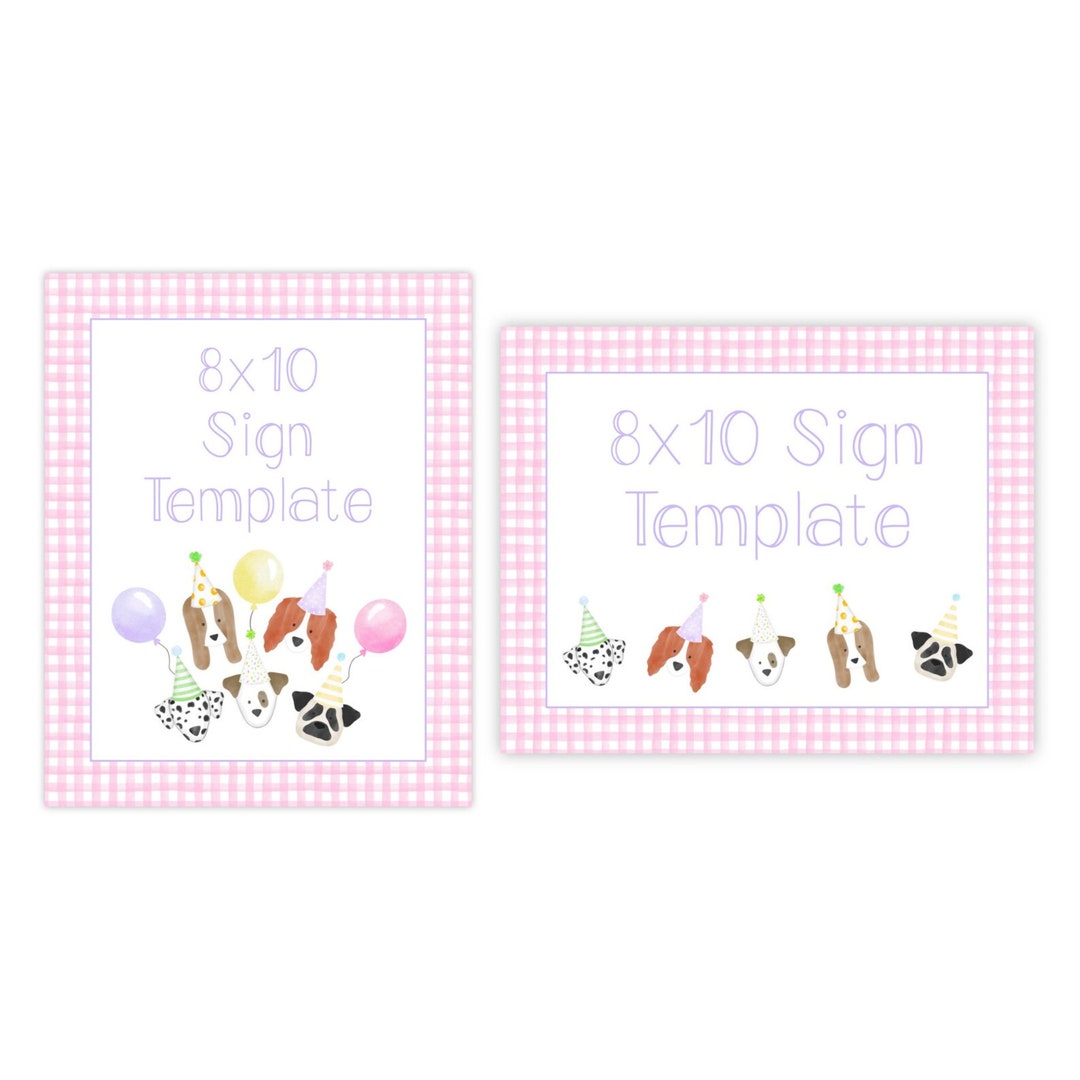PRINTABLE 8x10 Puppy Birthday Party Sign | Pink Gingham Dog Theme Decor ...