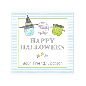 PRINTABLE Halloween Favor Tags, Cute Monster Gift Tags, Classroom Treat Bag Labels, Kids Party Tags Editable Corjl | 501