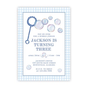 PRINTABLE Blue Bubble Birthday Party Invitation Template by Emily Wilt Designs