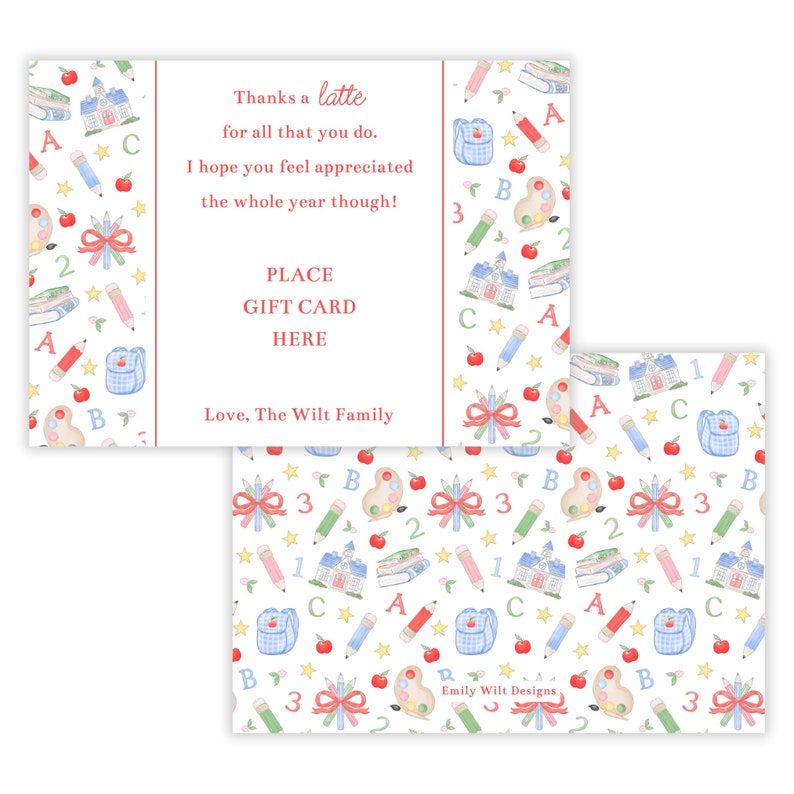 PRINTABLE Teacher Gift Card Holder Template | Back to School Corjl ...
