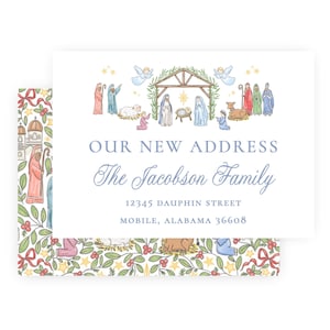 PRINTABLE Festive Nativity Address Enclosure Card Template | Holiday Moving Announcement Insert for Christmas Photo Cards | 701