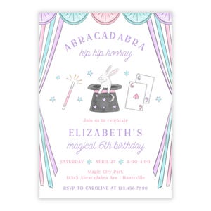 PRINTABLE Magic Birthday Invitation | Bunny in Hat Magician Party | Editable Corjl Template | Kids Magic Show Invite | Instant Download 138