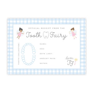 Reçu imprimable de fée des dents à téléchargement immédiat, note de fée des dents imprimable, certificat de fée des dents, lettre de fée des dents, carte de fée des dents