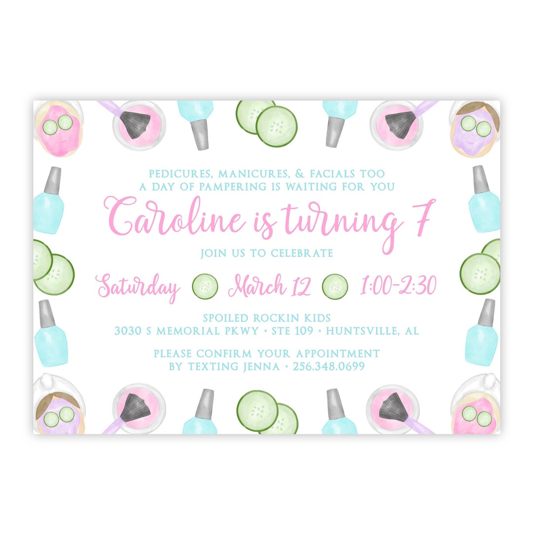 PRINTABLE Spa Birthday Party Invitation | Pamper Party Invite for Girls ...
