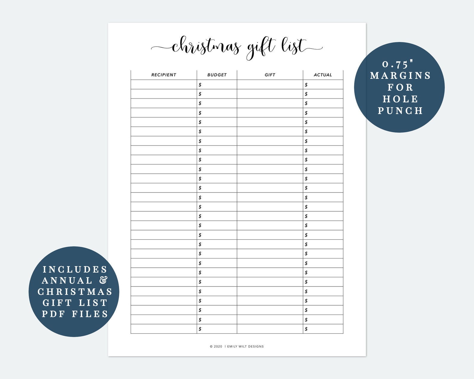 Printable Christmas Gift Tracker Printable Gift List Tracker | Etsy
