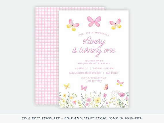 Printable Butterfly Invitation Butterfly Birthday Invitation - Etsy