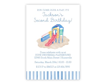 PRINTABLE Blue Playground Birthday Party Invitation Template by Emily Wilt Designs