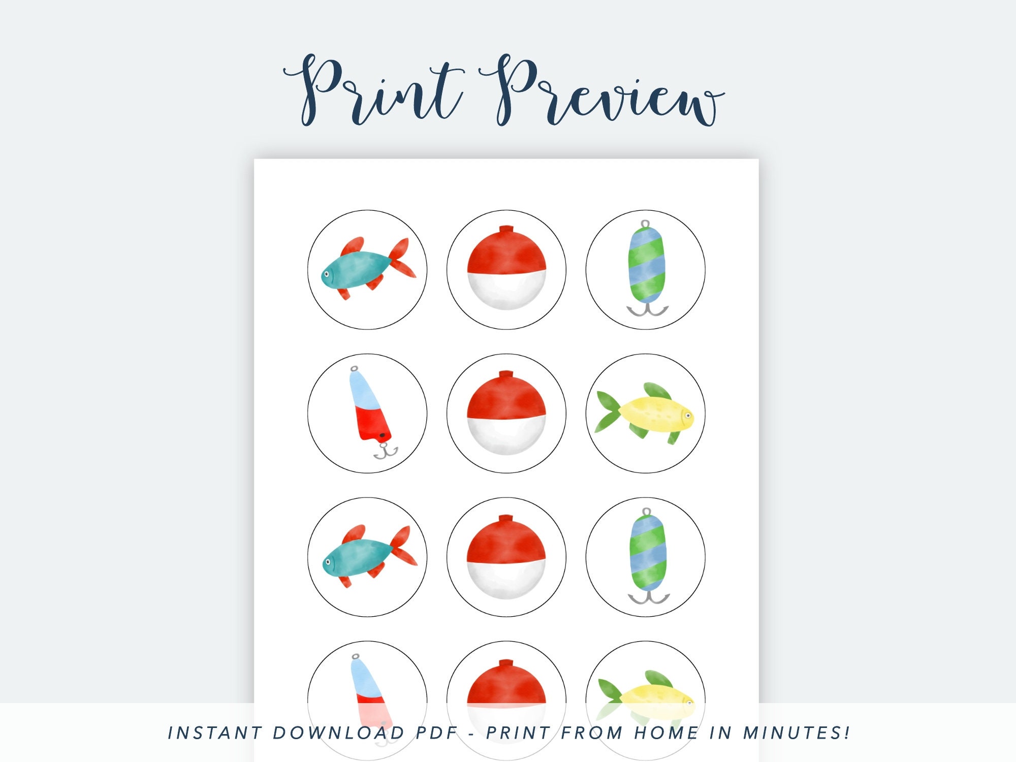 Printable Fish Cupcake Toppers Fishing Party Decorations Etsy