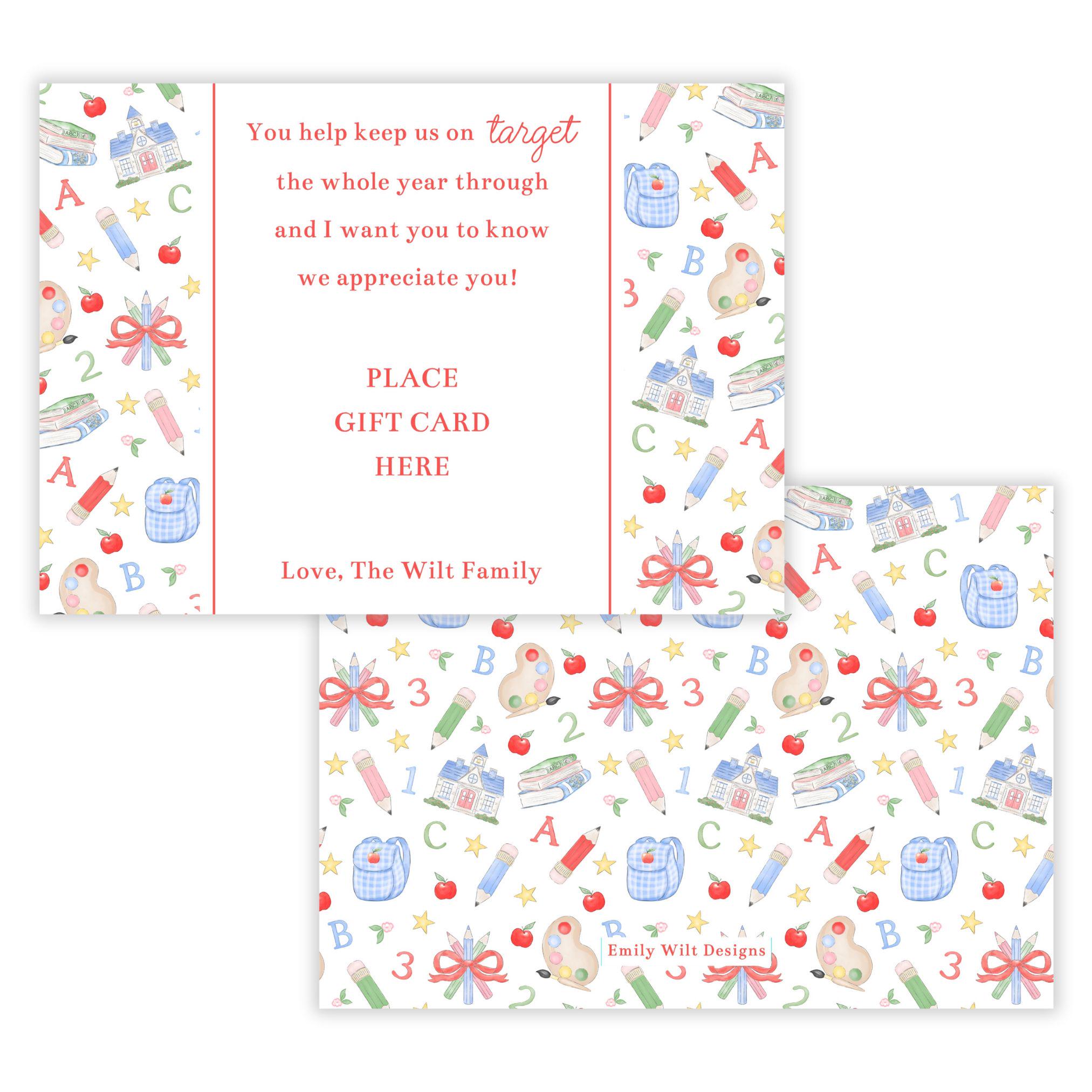 PRINTABLE Teacher Gift Card Holder Template | Back to School Corjl ...