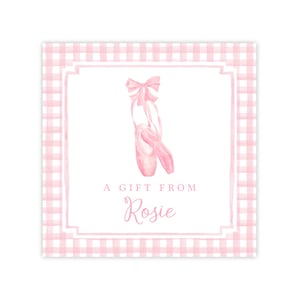 AFDRUKBARE cadeaukaartjesjabloon | Zelfbewerkte Corjl-tag | Roze pastel ballet cadeaulabel voor meisjes verjaardag, dansvoorstelling of feestgunst
