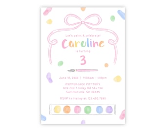 PRINTABLE Art Party Birthday Invitation | Pastel Painting Party Invite | Editable Corjl Template | Kids Pottery or Paint Party Invites 103