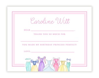 Printable Fill in the Blank Thank You Cards for Kids, Watercolor Princess Note Cards, Princess Thank You Notes, Princess Stationery for Kids