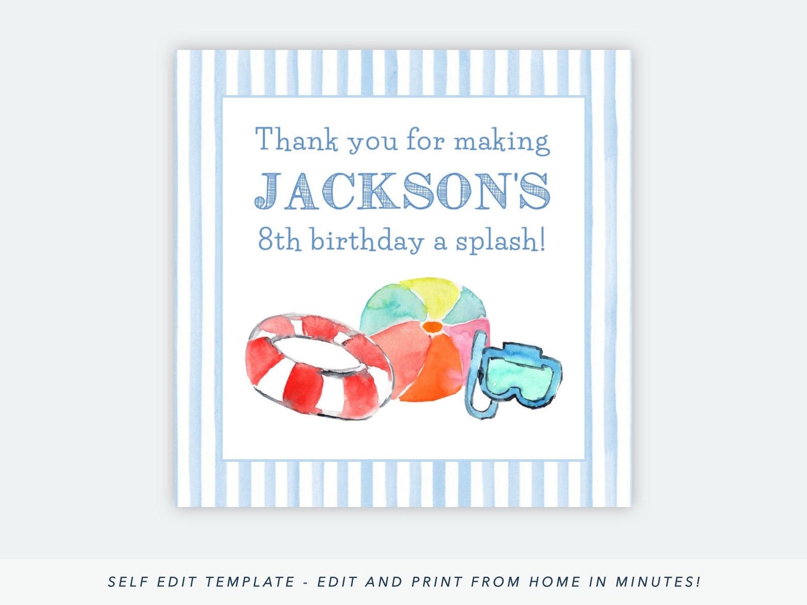 Printable Pool Party Favor Tags Pool Birthday Favor Tags Boy - Etsy