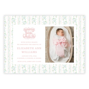 Faire-part de naissance imprimable pour bébé fille, faire-part de naissance personnalisé, modèle personnalisé de faire-part de naissance, faire-part de naissance