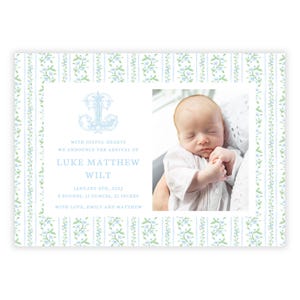 Printable Baby Boy Birth Announcement, Custom Birth Announcement Card, Personalized Birth Announcement Template, Newborn Announcement