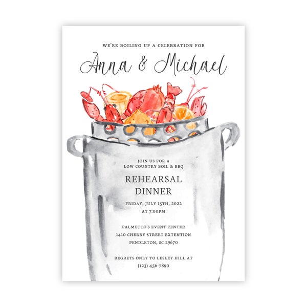 Printable Rehearsal Dinner Invitation, Crawfish Boil Invitation, Low Country Boil Invitation, Crawfish Boil Rehearsal Dinner, Lowcountry