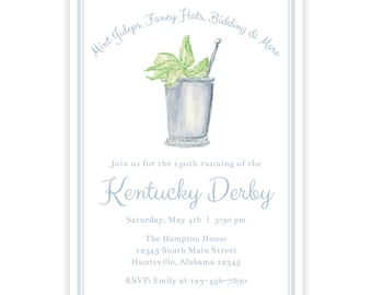 Faire-part de fête imprimable du Kentucky Derby, Faire-part de fête du Kentucky Derby, Invitation aquarelle du Kentucky Derby, Invitation du Kentucky Derby