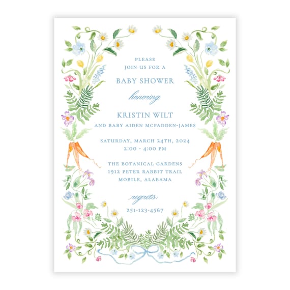 PRINTABLE Spring Baby Shower Invitation Template | Floral Baby Shower Invites | Garden Shower Invitation | Printing Upgrade Available