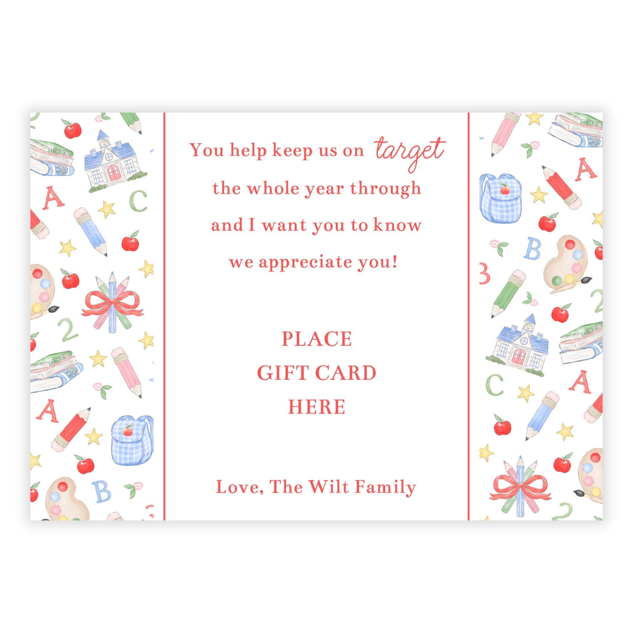 PRINTABLE Teacher Gift Card Holder Template | Back to School Corjl ...