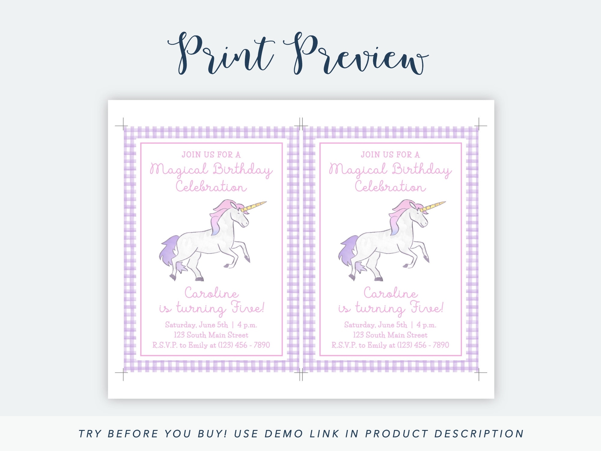 printable unicorn birthday invitation unicorn birthday party etsy