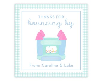 PRINTABLE Bounce House Birthday Party Favor Tags | Self-edit Corjl Template | Bouncy House Thank You Cards