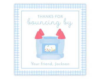 PRINTABLE Blue Bounce House Favor Tags | Boys Jump Party Thank You Tag | Editable Corjl Template | Trampoline Birthday | Instant Download
