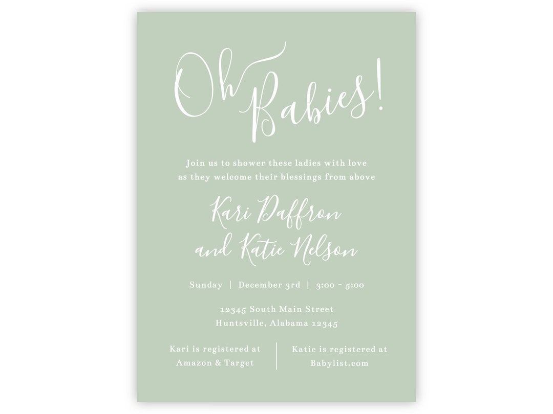 Printable Baby Shower Invitation, Digital Baby Shower Invitation ...