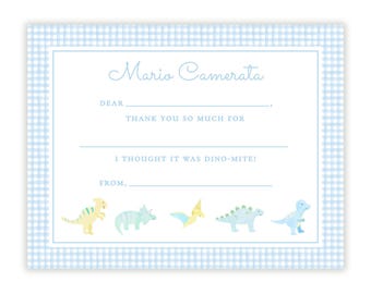 PRINTABLE Dinosaur Birthday Party Thank You Note Template | Personalized Fill in the Blank Stationery for Boys | Custom Name Note Card | 142