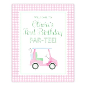 16x20 Wydrukuj Golf Birthday Sign, Różowy Golf Birthday Party, Znak Golf Party, Pierwsze urodziny golfa, Dekoracja imprezy golfowej, Urodziny dziewczyny golfowej