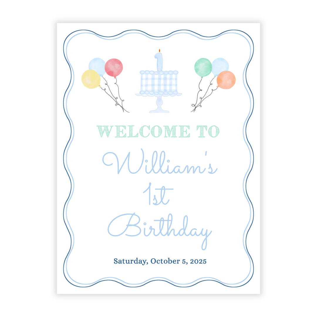 PRINTABLE 18x24 First Birthday Welcome Sign for Boy | Editable Corjl ...
