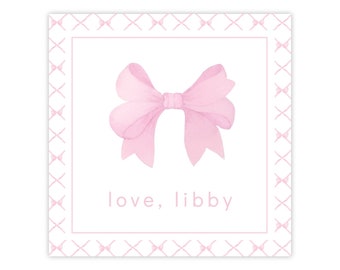 DRUCKBARE Geschenkanhänger Vorlage | Bearbeitbarer Corjl Tag mit rosa Aquarell Schleife | Personalisiertes Geschenk oder Gunstanhänger | "Hübsche rosa Schleife" Design."