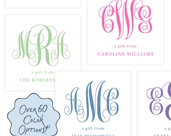 PRINTABLE Gift Tag Template | Custom Self-Edit Corjl Tag | Personalized Monogram Tag for Women | Script Monogram | Multiple Color Options