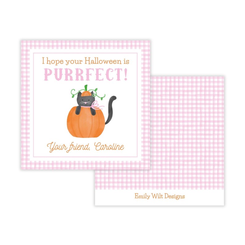 Etiquetas imprimibles para regalos de Halloween, etiquetas de regalo de calabaza con diseño de gato perfecto, lindas etiquetas de dulces para el aula de Halloween con diseño de gato negro Corjl / 501 imagen 2