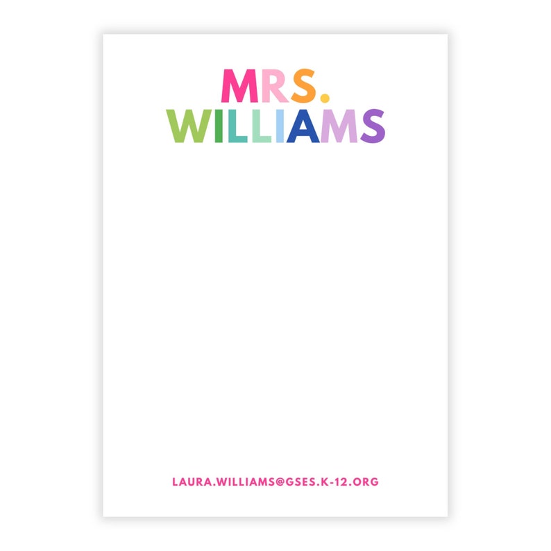 Personalized Teacher Notepad – 50 Sheet Custom Tear-off Pad With Name ...