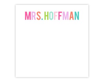 Personalized Teacher Notepad – 50 Sheet Custom Tear-Off Pad with Name, Teacher Appreciation or End of School Year Gift