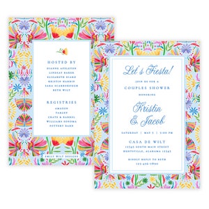 Convite para chá de panela Fiesta para imprimir | Modelo Corjl editável | Design Otomi | Almoço para noivas ou madrinhas | Festa de noivado